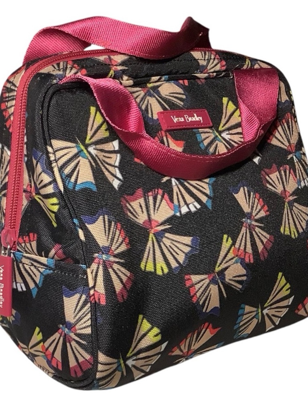 Vera Bradley Lighten Up Lunch Tote with Butterflies and Pink Accents